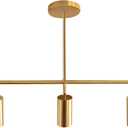 KCO Lighting Linear Pendant Light Ceiling Track Spotlight Gold 3-Light with Rods Adjustable Hanging Lighting Fixture for Dining Room Kitchen