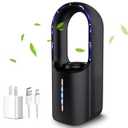 Bladeless Desk Fan, 11.8 Inch Office Fan Small Quiet, Desktop Fans with 3 Wind Speed, LED Light, Silent Desk Fan Ideal for Bedroom, Office, Living Room(No Battery)