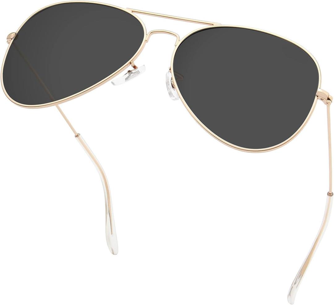 livho Sunglasses for Men Women Aviator Polarized Metal Mirror UV 400 Lens Protection (Gold Black)