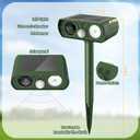 Upgraded Solar Ultrasonic Animal Repellent Outdoor, Deer Repellent Devices Squirrel Cat Raccoon Rabbit Dog Deterrent, Keep Skunk Away Motion Detection with Flash Light for Yard Garden Lawn