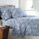 Southshore Fine Living, Inc. Perfect Paisley, 15 Inch Boho Sheets Queen, 4-Piece Blue Paisley Sheets, Bohemian Queen Deep Pocket Sheet Set, Pillow Cases Set of 2, Blue