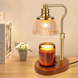 Candle Warmer Lamp with Timer, Candle Warmer with Dimmer Adjustable Height, Electric Candle Lamp Warmer with 2 Bulbs for Jar Candles Bedroom Living Room Home Decor
