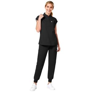 Sumincarly Scrubs for Women Set – Scrubs Set, Sleeveless Stand-Up Collar Top & Jogger Pants with 8 Pockets, Womens Scrub Sets for Nurses, Dental Assistants & Veterinary Staff (Black, M)