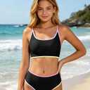 XUNYU Teen Girls Swimsuit 2 Piece Bathing Suit Tummy Control Girls' Swimwear High Waisted Bikini Sets Cute Floral Swim Suits (14-16 Years)
