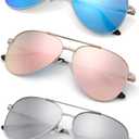 3 Pack Bifocal Reading Sunglasses for Women Men, Aviator Sun Readers Glasses Mirrored Shades UV400 +1.50