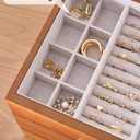 Lolalet Jewelry Box, Clear Window Wood Jewelry Storage for Earrings Bracelets Necklaces Rings, High Capacity Organizer for Women, Valentine's Day Gift -Cherrywood, 4 Layers