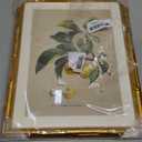 InSimSea Gold Bamboo Framed Canvas Wall Art, Retro Nature Plum Botanical Paintings, Antique Vintage Picture Frame with Mat, Victorian Home Wall Decor for Living Room Kitchen Dining, 11x14inch