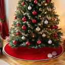 Red Christmas Tree Skirt Gift Bag 36 Inches, Design with Cord Drawstring Red White Tree Skirt Gift Bag for Home Winter Holiday Christmas Party Decor