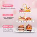 5 Pcs Dessert Table Display Set - 2 Pcs 3-Tier Dessert Display Stands & 3 Pcs Serving Tray - Dessert Trays Dessert Stands Treat Table Displays Set for Tea Parties,Birthdays & Baby Showers