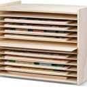 Beeveer Wooden Puzzle Storage Rack Wood Tabletop Puzzle Holder with Adjustable Drawers 12-Layer Jigsaw Stand Shelf Rounded Edge Storage Cabinet for Raised Flat Paper Craft Supplies