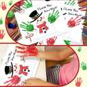 Fullhawl 24 Pcs Snowman Handprint Greeting Card Art Crafts Kit Washable Ink DIY Christmas Handprint Card Souvenir Art Set for Winter Party Handmade Gift