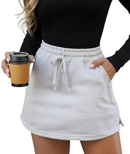 EARKOHA Womens Drawstring Skirt Summer High Waist Bodycon Short Pencil Skirt with Shorts Daily Going Out Outfits Gray M