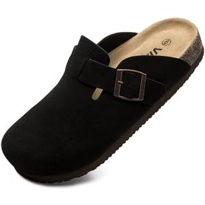 Vayfio Suede Clogs Potato Shoes Cork Footbed Sandals Comfort Mules with Arch Support Slip On Slippers, Size ⁶6