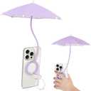Magnetic Umbrella Phone Stand for Sun Protection,Adjustable Sun Shade Shield for iPhone 16/15/14/13/12 Pro Max,Samsung & Google,Detachable Ring Stand,Heat-Resistant Design,Car Mount Compatible-Lilac