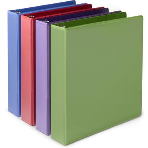 Amazon Basics 3 Ring 1.5 inch Binders with Round Metal Rings, Holds 275 Sheets, Assorted Colors, 4-Pack