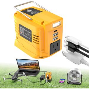 200W Portable Power Inverter for DeWALT 20V,Outdoor Generato Battery Converter with 2 USB&LED&AC Battery Powered Outlet,Convert DC 18V/20V to AC 110V-120V Portable Power Station(Tool Only)
