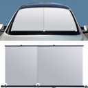 BBTO 2 Pcs Automatic Retractable Car Sunshade Retractable Windshield Sun Shade for Car Window Shades for UV and Heat Protection Foldable Front Window Sunshade Automotive Accessories