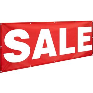 3x8 Feet Large Sale Banner Vinyl Sign for Retail Store Reusable Weatherproof Signs with Metal Grommets Outdoor Indoor Advertising Business Marketing Store Office Yard