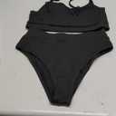 SOLY HUX Bikini Sets for Women Solid Textured Bikini Bathing Suits 2 Piece Swimsuit, Size L