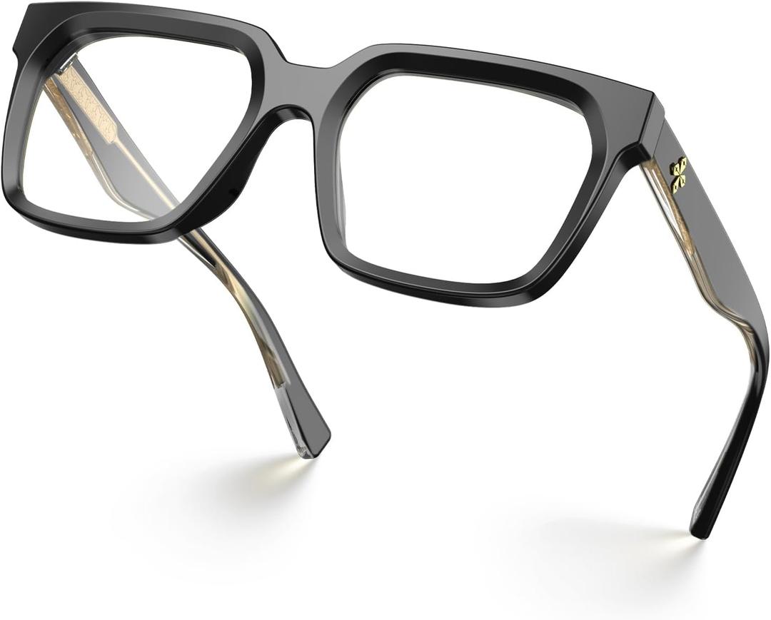 VISOONE Rectangle TR90 Blue Light Blocking Glasses Computer Eyewear with Preppy Look for Women and Men Cougar, Black