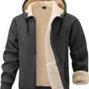 Gihuo Mens Sherpa Hoodies Zip Up Fleece Lined Sweatshirt Hooded Winter Warm Jacket (Large, Dark Grey)