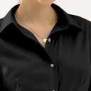DOUBLJU Classic Dress Shirts Long Sleeve Slim Fit Button Down Y Shirt Basic Casual Soft Blouse Tops for Womens with Plus Size (Black, XXXL)
