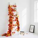 Sherika 2PCS Fall Maple Leaves Garland, 5.9Ft/Piece Artificial Fall Garland for Mantle, 9 Colors Autumn Foliage Vine Thanksgiving Decor for Home Wedding Fireplace Party Outdoor Decor