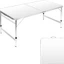 Camping Table Folding Table Portable Picnic Table 4FT Camp White Aluminum Outdoor for Card BBQ RV 4723.627.5/24/21 inch