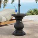 Christopher Knight Home Oriana MGO Outdoor Patio Side Table Umbrella Base, Heavy Duty Patio Umbrella Stand Outdoor Base with Hand-Turn Tightening Knob, Lounger Small Patio Coffee Table, Black