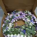 22 Inches Summer Wreaths for Front Door Blue Summer Door Wreath Spring Floral Wreath with Wildflower Lanvender for Wall Porch Indoors Outdoor Window Home Decorations