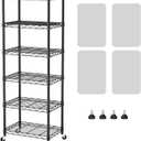 SINGAYE 6 Small Shelf Storage Wire Shelves Closet Bathroom Organizers Metal Pantry Kitchen Garage Shelving Unit Laundry Room Organization Home Narrow Rack Net Basket with Wheels Black, 6Tier/11.5"D X 17.5"W X 61.5"H