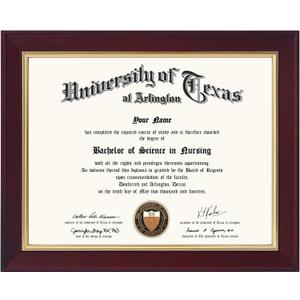 GMFrames 8.5x11 Wood Diploma Frame, Tempered Glass, Cherry Finish with Gold Trim