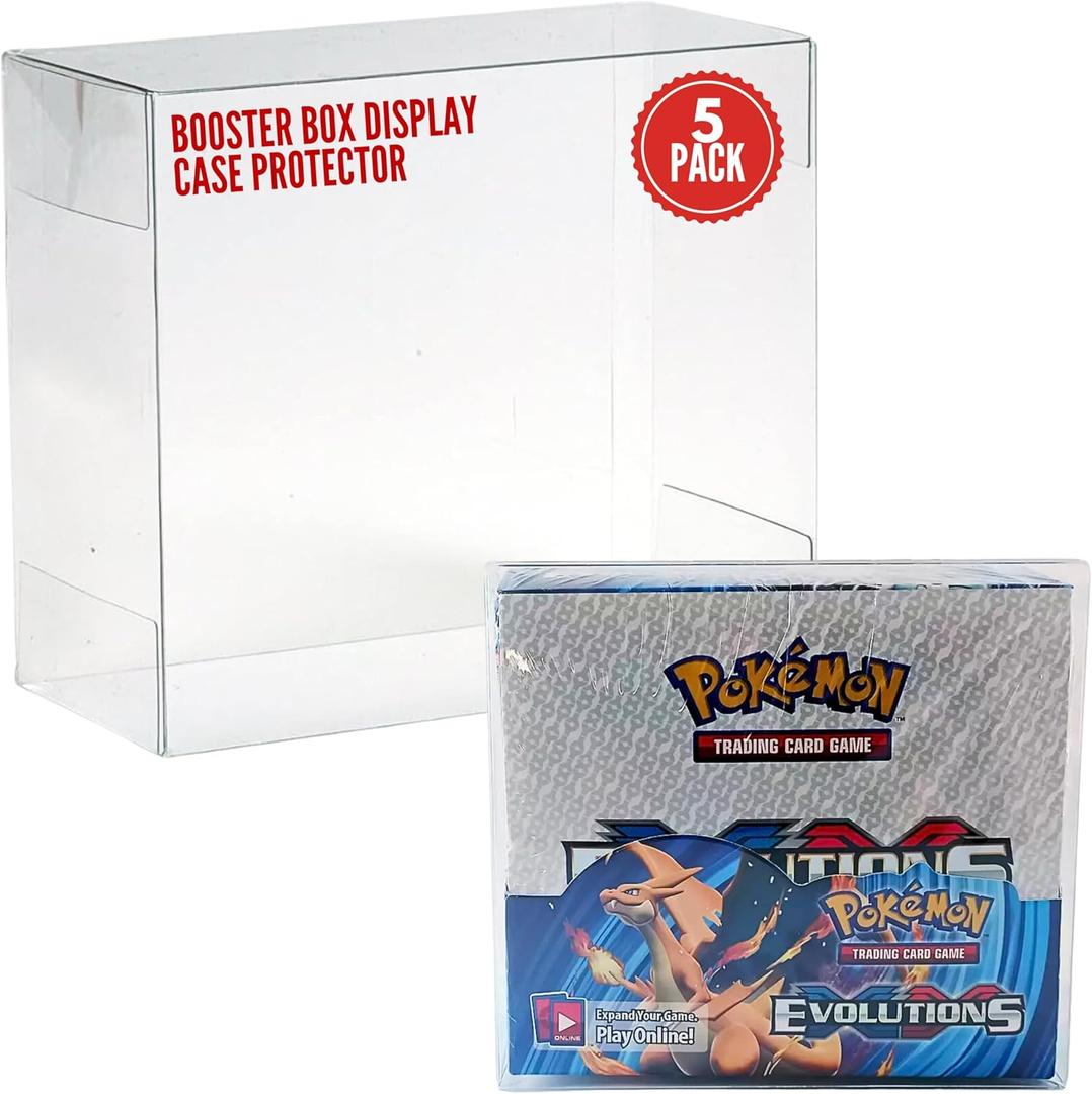 Plastic Booster Box Display Case for Pokemon Booster Box Long Term Storage Protection - Booster Box Display Case Protector - 0.5mm Thick Protective Storage (Pack of 5)