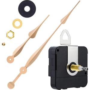 Hicarer High Torque Long Shaft Clock Movement Mechanism Clock Replacement Motor with 12 Inch Long Spade Hands (Gold)