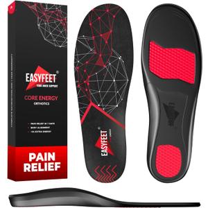 Plantar Fasciitis Relief Shoe Insoles - High Arch Support Inserts Men Women - Orthotics Shoe Inserts for Flat Feet - Work Boots Running Hiking Insoles (S (Men 7-8.5/Women 8-9.5), Black)