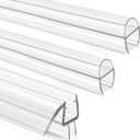 Shower Door Seal, 3 Pack 3/8" X 78" Glass Door Bottom Seal, Ultra Clear Frameless Shower Doors Strip Side U-Type, Shower Door Sweep to Stop Water Leaks for 3/8 Inch (10mm) Glass