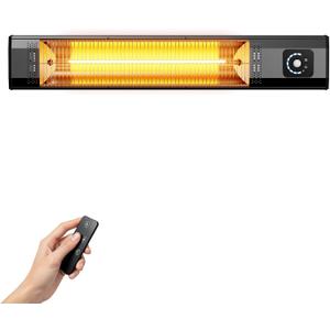 Wall-Mounted Electric Patio Heater, 34" 1500W Infrared Heater With Motion Sensor, IPX5 Waterproof, 9 Heat Level & 9H Timer, Indoor & Outdoor Heaters for Patio, Backyard, Garage, and Decks