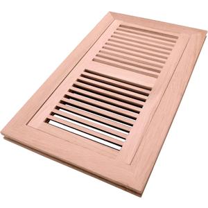 Oak Floor Register for 6x12 Inch Duct Holes - Flush Mount Floor Vent with Metal Damper - Red Wooden Vent Covers for Home Floor - 0.8 Inch Thickness - Unfinished
