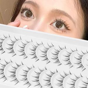 outopen Manga Lashes with Clear Band Japanese Anime Cosplay Eyelashes Asian False Eyelashes Natural Look Like Individual Clusters(B02-Asian Style | 9-13MM)