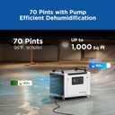 70 Pints Commercial Dehumidifier with Pump, Portable Crawl Space Dehumidifiers for Basement and Home, Energy Star Efficient Certified, Automatic Defrost | MOISWELL Defender ME-7S