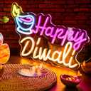 Glooglitter Diwali Neon Sign Festival Oil Lamp Shape LED Light Signs Backdrop Decorations for Home Neon Signs for Wall Room Bedroom Decor (Happy Diwali)