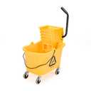 Amazon Basics Commercial Side Press Wringer Floor Cleaning Mop Bucket on Wheels, 35-Quart, Yellow