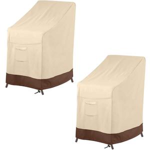 Vailge Stackable Patio Chair Cover,100% Waterproof Outdoor Chair Cover, Heavy Duty Lawn Patio Furniture Covers,Fits for 4-6 Stackable Dining Chairs,2 Pack-36 Lx28 Wx47 H,Beige&Brown