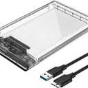 2.5 Inch External Hard Drive Enclosure, SATA to USB 3.1 Tool-Free Clear for 2.5 Inch SSD & HDD 9.5mm 7mm External Hard Drive Case SSD Max 2TB Supports UASP SATA