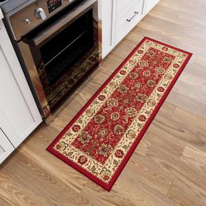 Ottomanson Hallway Runner Rug 20" x 53" Non Slip Oriental Area Rugs Easy to Clean Laundry Rug Runner Durable & Pet Friendly Floor Carpet Runners for Hallways Entryway Living Room Kitchen, Red