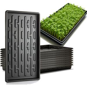 Shallow 1020 Nursery Flat Trays Specialized for Holding & Carrying 200 Cell Plug Seedling Trays (Height is 1.3"),Microgreen Germination Trays,10 Pack, No Holes (YB01, 10Pcs)