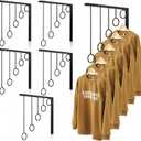 5 Pcs Clothing Display Rack Retail Clothing Rack Boutique Display Shelves Wall Mounted Metal Black Garment Hanger with 5 Hanging Rings for Boutique Shop Closet Retail Garment Laundry Balcony