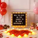 Ceenna Will You Be My Girlfriend Romantic Sign with LED Candles and Artificial Rose Petals, 10 x 10 Inch DIY Felt Letter Wood Board Sign with Lights for Valentine's Day Anniversaries Party Decor