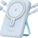 Wireless Portable Charger 10000mAh,Magnetic Power Bank with Built-in Cables LED Display,22.5W PD Fast Charging for Magsafe Battery Pack Compatible with iPhone16/15/14/13/12/Pro/Pro Max(Blue)