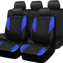 CAR PASS Leather Seat Covers-Universal Quilting Car Seat Cover with 5mm Composite Sponge Inside,Airbag Compatible,Front and Rear Seat Covers for Most Sedan,SUV,Van,Truck(Full Set,Blue)